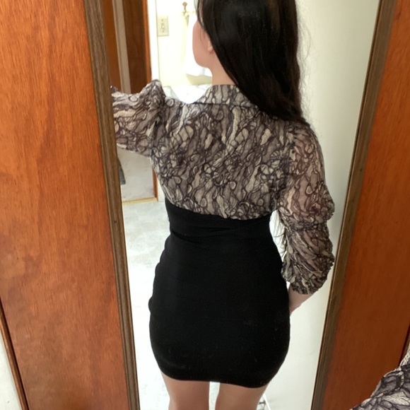 💌[ Bebe ] Silk Bandage Flowy Top Dress - Picture 14 of 16